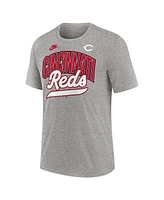 Nike Men's Heather Gray Cincinnati Reds Cooperstown Collection Retro Tri-Blend T-Shirt