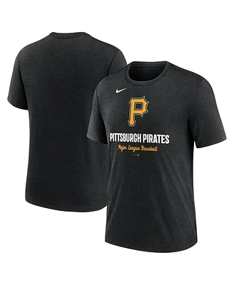 Nike Men's Heather Black Pittsburgh Pirates Logo Tri-Blend T-Shirt