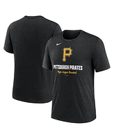 Nike Men's Heather Black Pittsburgh Pirates Logo Tri-Blend T-Shirt