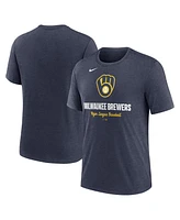 Nike Men's Heather Navy Milwaukee Brewers Logo Tri-Blend T-Shirt