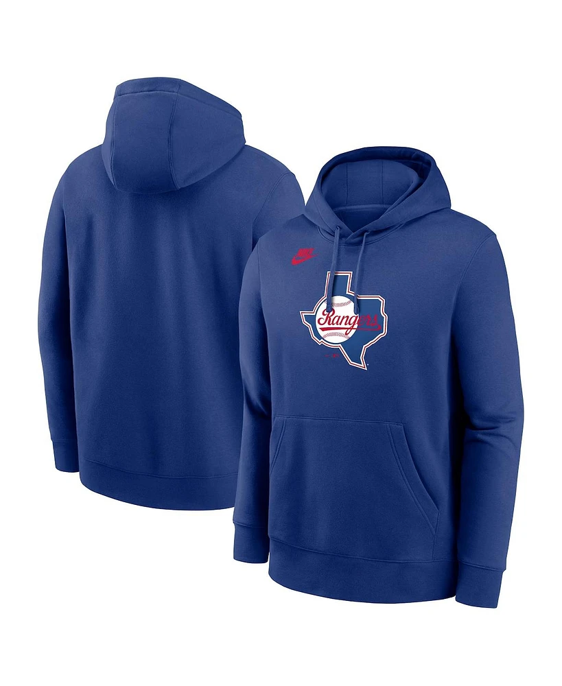 Nike Men's Royal Texas Rangers Cooperstown Collection Logo Club Pullover Hoodie