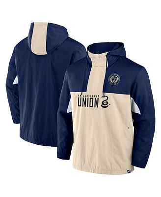 Fanatics Men's Navy Philadelphia Union Free Kick Woven Quarter-Zip Hoodie Jacket