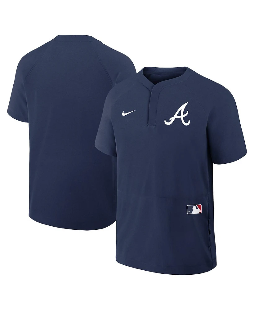 Nike Men's Navy Atlanta Braves Authentic Collection Raglan Short Sleeve Windshirt