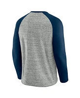 Fanatics Men's Heather Gray New York Yankees Raw Edge Raglan Long Sleeve Baseball T-Shirt