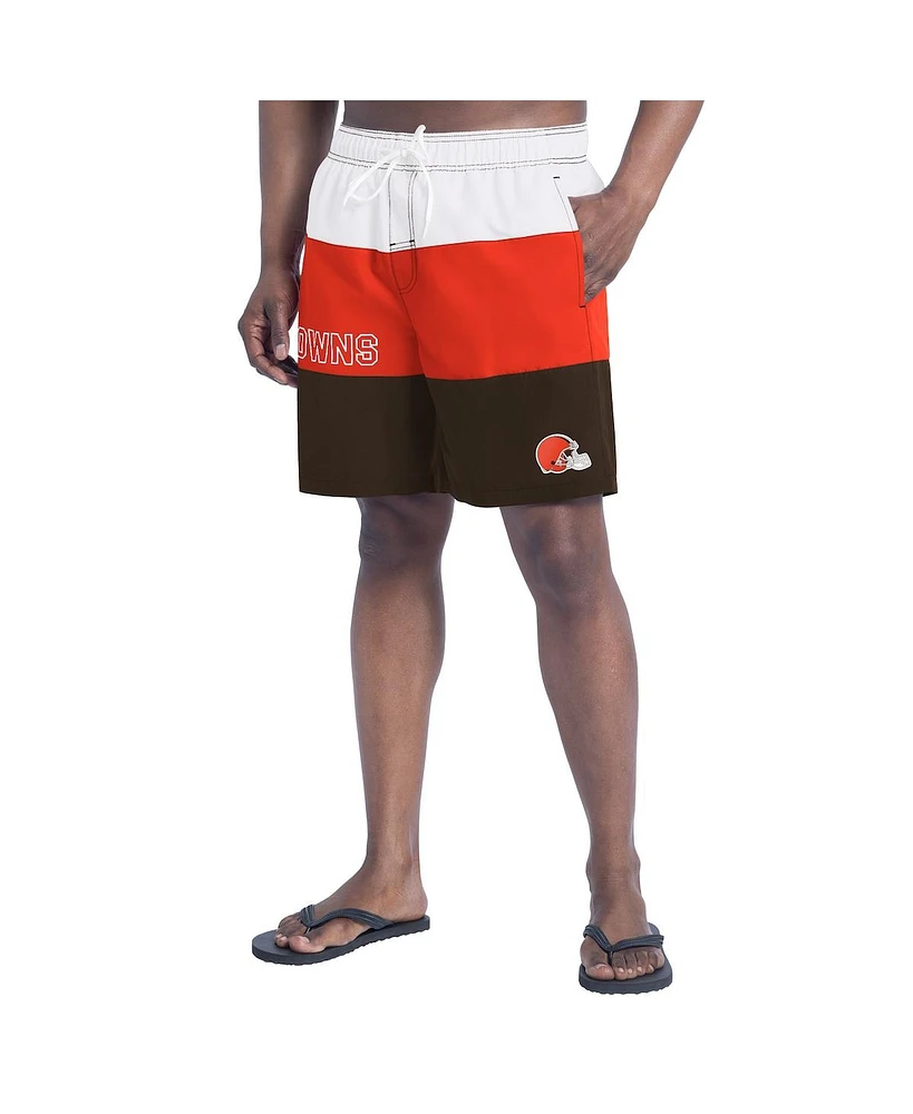 G-iii Sports by Carl Banks Men's Brown/Orange Cleveland Browns Sunrise Volley Swim Shorts