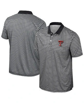 Colosseum Men's Black Texas Tech Red Raiders Striped Polo Shirt