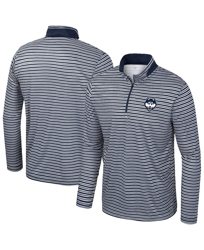 Colosseum Men's Navy UConn Huskies Striped Quarter-Zip Top