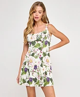 Seni & Cade Juniors' Floral Scoop-Neck Sleeveless Dress