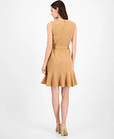 Tahari Asl Women's Belted Sleeveless Fit & Flare Dress