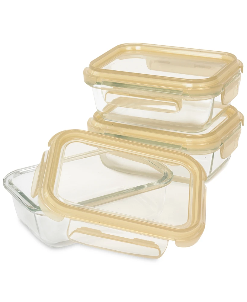 Sedona Kitchen 3-Pack Rectangular Glass Food Storage Container Set