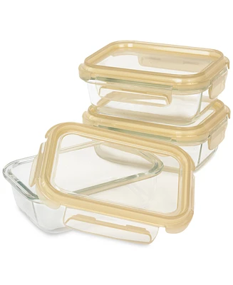 Sedona Kitchen 3-Pack Rectangular Glass Food Storage Container Set
