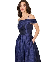 Tahari Asl Women's Crushed Taffeta Off-The-Shoulder Dress