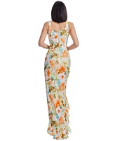 Dress the Population Women's Charlene Square-Neck Ruffle-Trim Gown