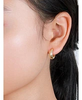 Devata Ribbed Hoop Earrings in 14K Gold, approx. 4.2 grams.