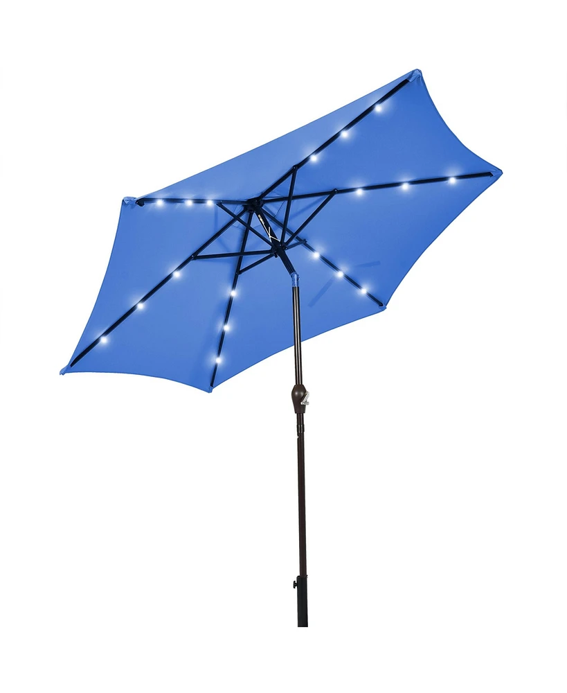 Gymax ft Patio Table Market Umbrella Yard Outdoor w/ Solar Led Lights