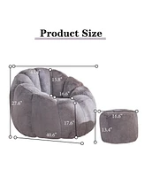 Oversized Faux Fur Bean Bag Chair with Footrest for Adults and Kids Soft Floor Sofa Bedroom Living Room Gaming Reading Lounge Seating