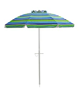 Gymax 6.5Ft Beach Umbrella w/ Tilt Mechanism Sand Anchor Carrying Bag