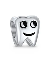 Bling Jewelry Smiling Tooth Fairy Charm Bead in Oxidized Sterling Silver for European Bracelet