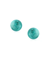 Bling Jewelry 8MM Natural Stone Round Bead Ball Stud Earrings .925 Sterling Silver