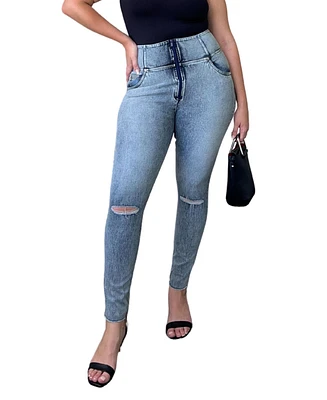 Freddy Women's Wr.up Snug Curvy Ripped Jeans