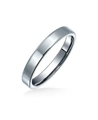 Bling Jewelry Plain Simple Thin Flat Band Rings Polished Black Silver Rose Gold Tone Titanium Comfort Fit 3mm