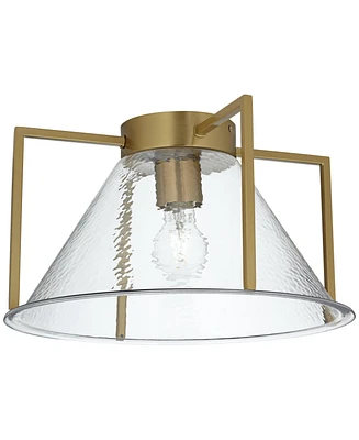 Possini Euro Ellsmere 15"W Warm Brass Ceiling Light with Hammer Glass - Possini Euro Design