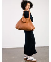 Able Large Foldable East/West Tote Bag, Pebbled Nut