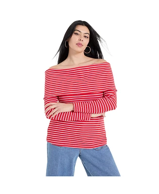 June + Vie Plus Long-Sleeve Off-The-Shoulder Top