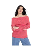 June + Vie Plus Long-Sleeve Off-The-Shoulder Top