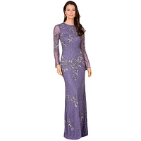 Lara Women's Long Sleeve, High Neck Beaded Gown - Outlet