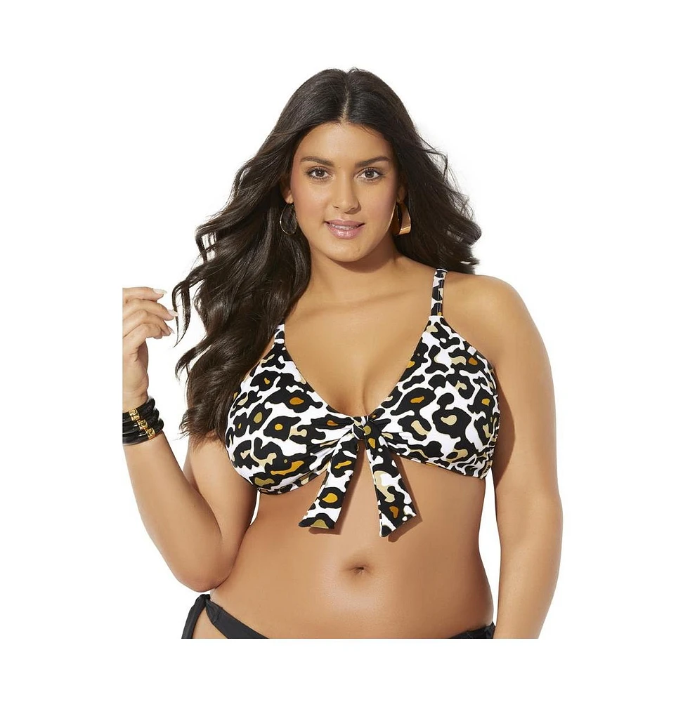 Swimsuits for All Plus Mentor Tie Front Bikini Top