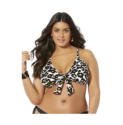 Swimsuits for All Plus Mentor Tie Front Bikini Top