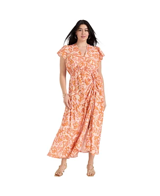 June + Vie Plus Faux-Wrap Maxi Dress
