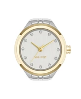 Nine West Women's Quartz Two-Tone Metal Alloy Crystal Accented Dial Ring Watch, 23mm