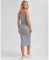 Pietro Brunelli Maternity Sleeveless Square Neck Rib Knit Super Stretch Belle Dress