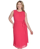 Jessica Howard Plus Belted Pleated Midi Dress