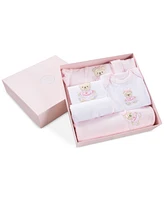 Little Me Baby Girls Sweet Bear Cotton Gift Box, 6 Piece Set