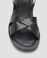 Mango Women's Buckle Strap Leather Sandals