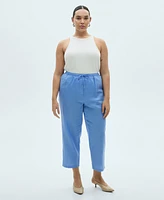 Mango Women's Straight Linen-Blend Trousers Pants