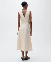 Mango Women's Belt Linen Dress