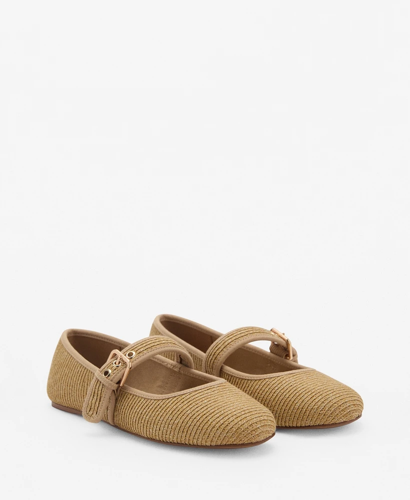 Mango Women's Buckle Strap Cotton Shoes