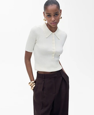 Mango Women's Ribbed Polo-Neck Sweater