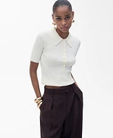 Mango Women's Ribbed Polo-Neck Sweater