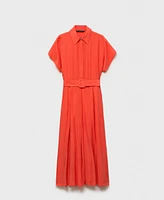 Mango Women's Flared Belted Midi Dress
