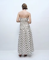 Mango Women's Draped Body Polka Dot Dress