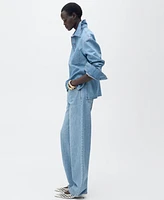 Mango Women's Pocket Denim Blouse