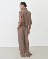 Mango Women's Belt Straight-Fit Trousers Pants