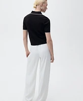 Mango Women's Contrast Trims Polo Neck Sweater