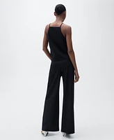 Mango Women's Cropped Palazzo Trousers Pants