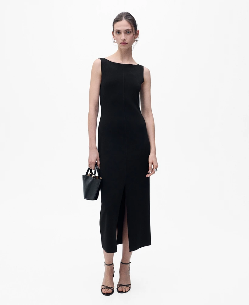 Mango Women's Boat-Neck Knitted Dress